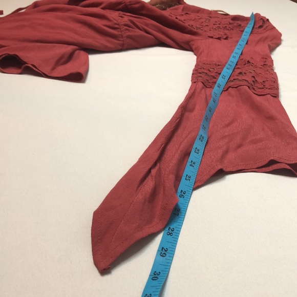 American Threads Lace Top Womens Mauve Long Sleeve Cinch Waist Size S - Picture 8 of 13